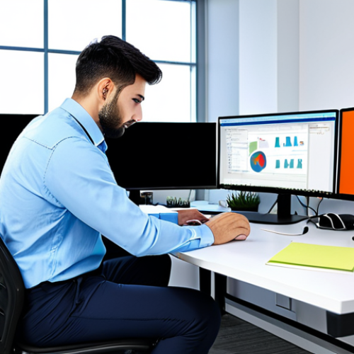 **

"A professional software engineer, fully clothed in a modest, collared shirt and comfortable pants, working at a clean, modern desk with multiple monitors in a bright office. The scene includes soft, natural lighting, perfect anatomy, and correct proportions. Safe for work, appropriate content, professional setting."

**