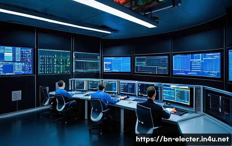전력전자공학 실무 적용 사례 - A high-tech industrial automation control room featuring advanced power electronics equipment like V...