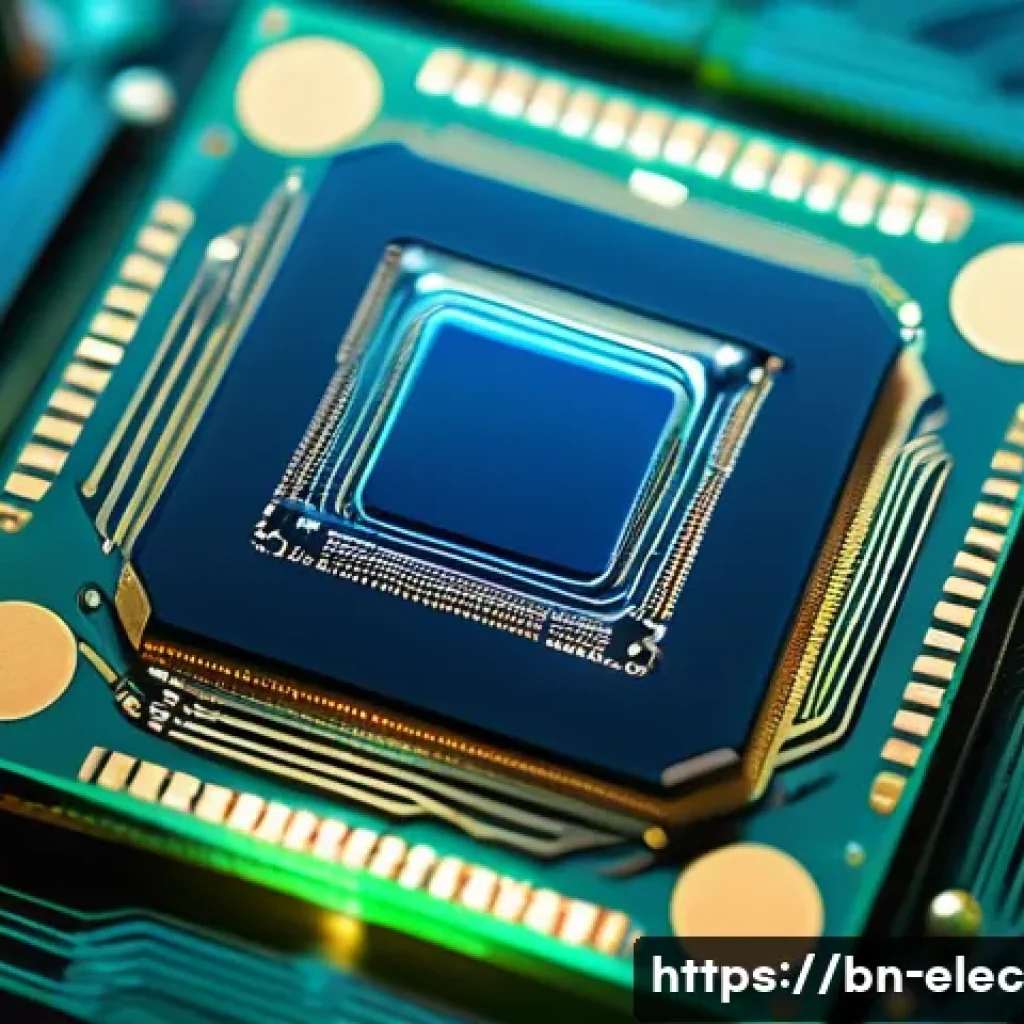 전자공학 연구개발 분야의 트렌드 - A highly detailed close-up of a cutting-edge nano-scale smart chip design, showcasing intricate circ...