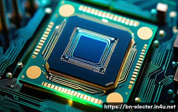 전자공학 연구개발 분야의 트렌드 - A highly detailed close-up of a cutting-edge nano-scale smart chip design, showcasing intricate circ...