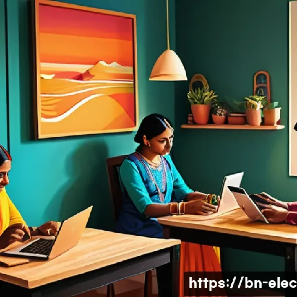 통신공학과 전자공학의 차이 - A detailed digital illustration of a modern telecommunications setup in a home environment, showing ...