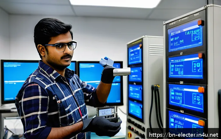 전력변환기 테스트 프로세스 - A high-tech laboratory scene showing a Bangladeshi engineer wearing insulated gloves and protective ...