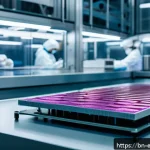 반도체 공정 기술 이해 - A highly detailed close-up view of a modern semiconductor microchip fabrication process at nanoscale...
